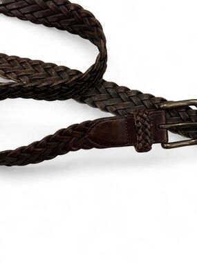 Braided Leather Belt - Dark Brown